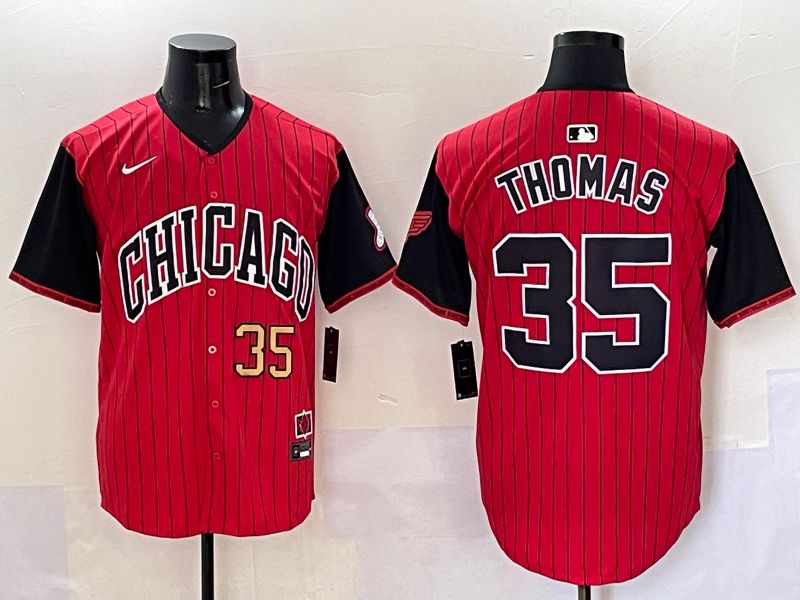Men 2025 Chicago White Sox #35 Thomas Red Stripe Joint Name Nike MLB Jersey style 32->chicago white sox->MLB Jersey